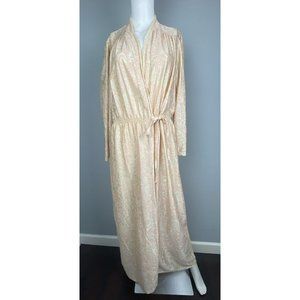 Vintage Danielle Paisley Print Robe Peignoir Medium Pink Nightgown Nylon‎